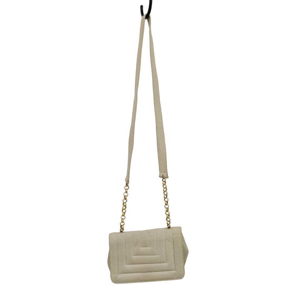 Vintage 80s Jay Herbert by Sharif Crossbody Bag Leather Quilted Gold Chain Cream